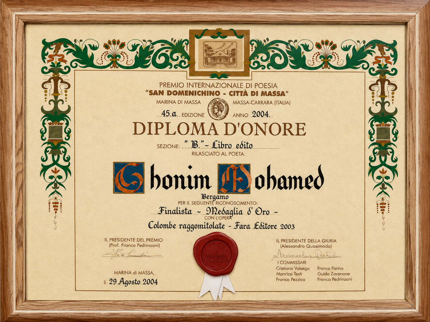 Premio Internazionale di Poesia San Domenichino – Città di Massa
