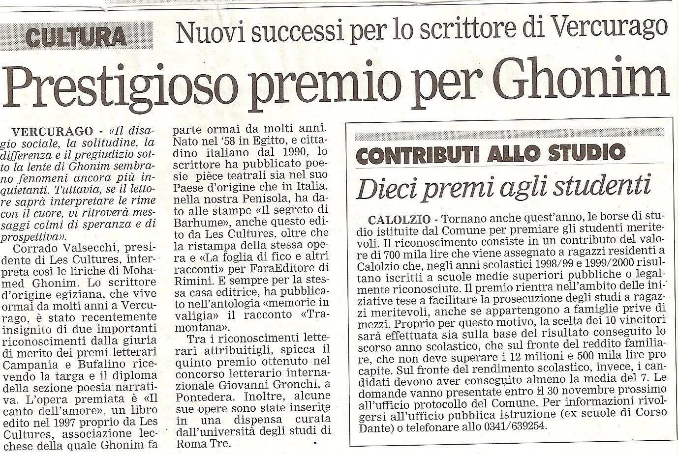 Ritaglio stampa dedicato a Ghonim Mohamed